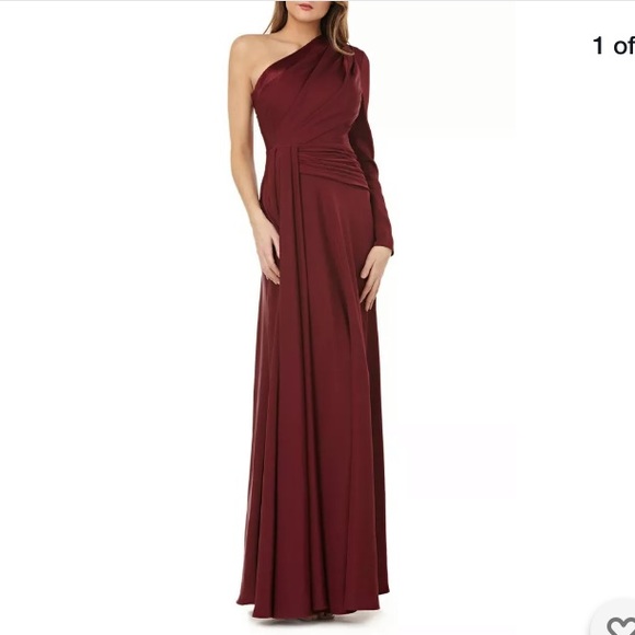 Kay Unger Dresses & Skirts - Kay Unger One Shoulder Faille Gown Wine SZ 2 NWOT